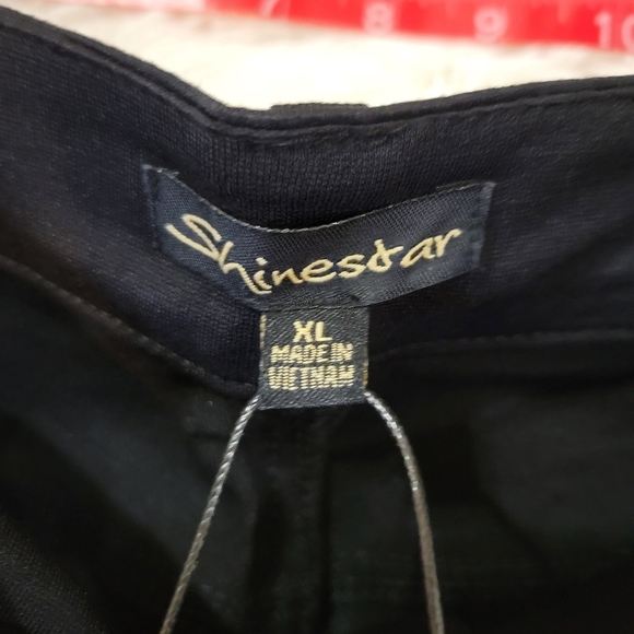 Shinestar Women Black Skinny Dress Pants w/ front slits size XL - Picture 2 of 9